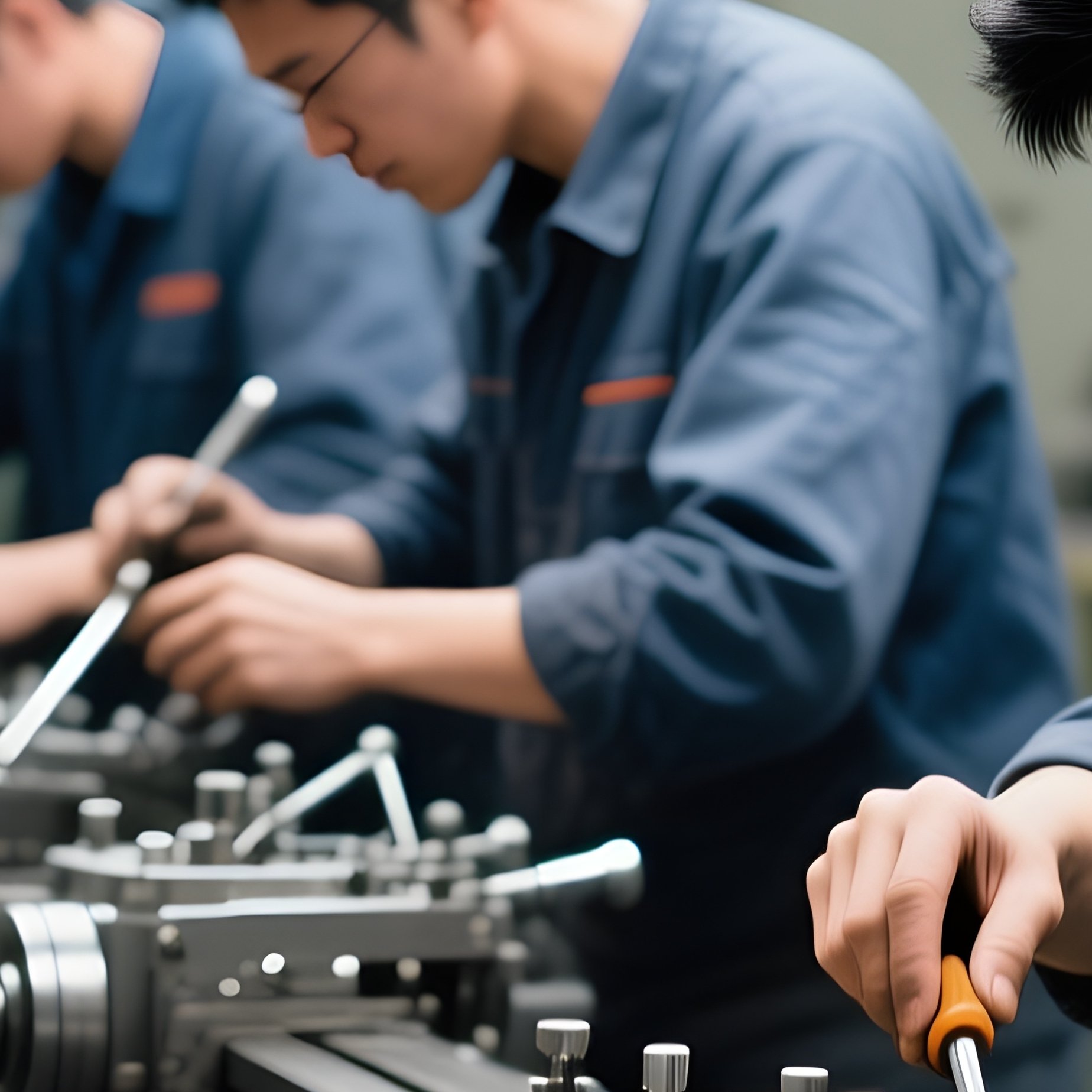 Assembly Workers With Tools - Full Resolution Quality Preview