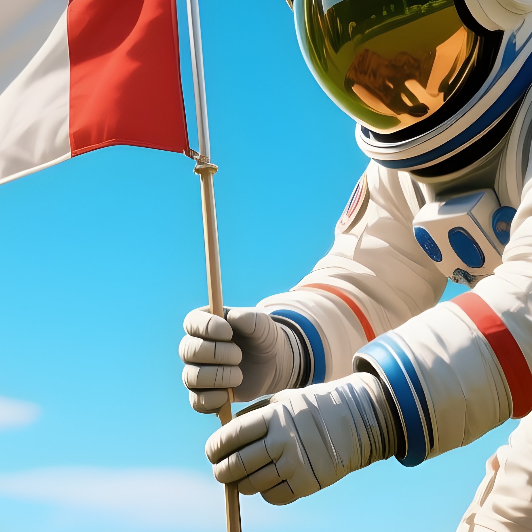 Astronaut Planting Flag In Soil - Full Resolution Quality Preview