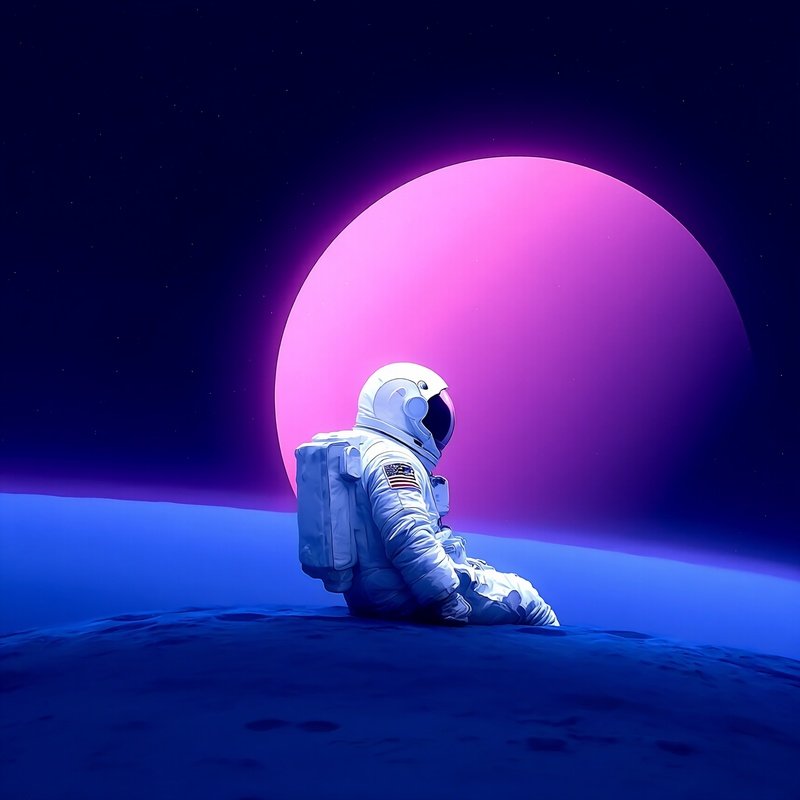 Astronaut Sitting On A Celestial Body Astronaut Space