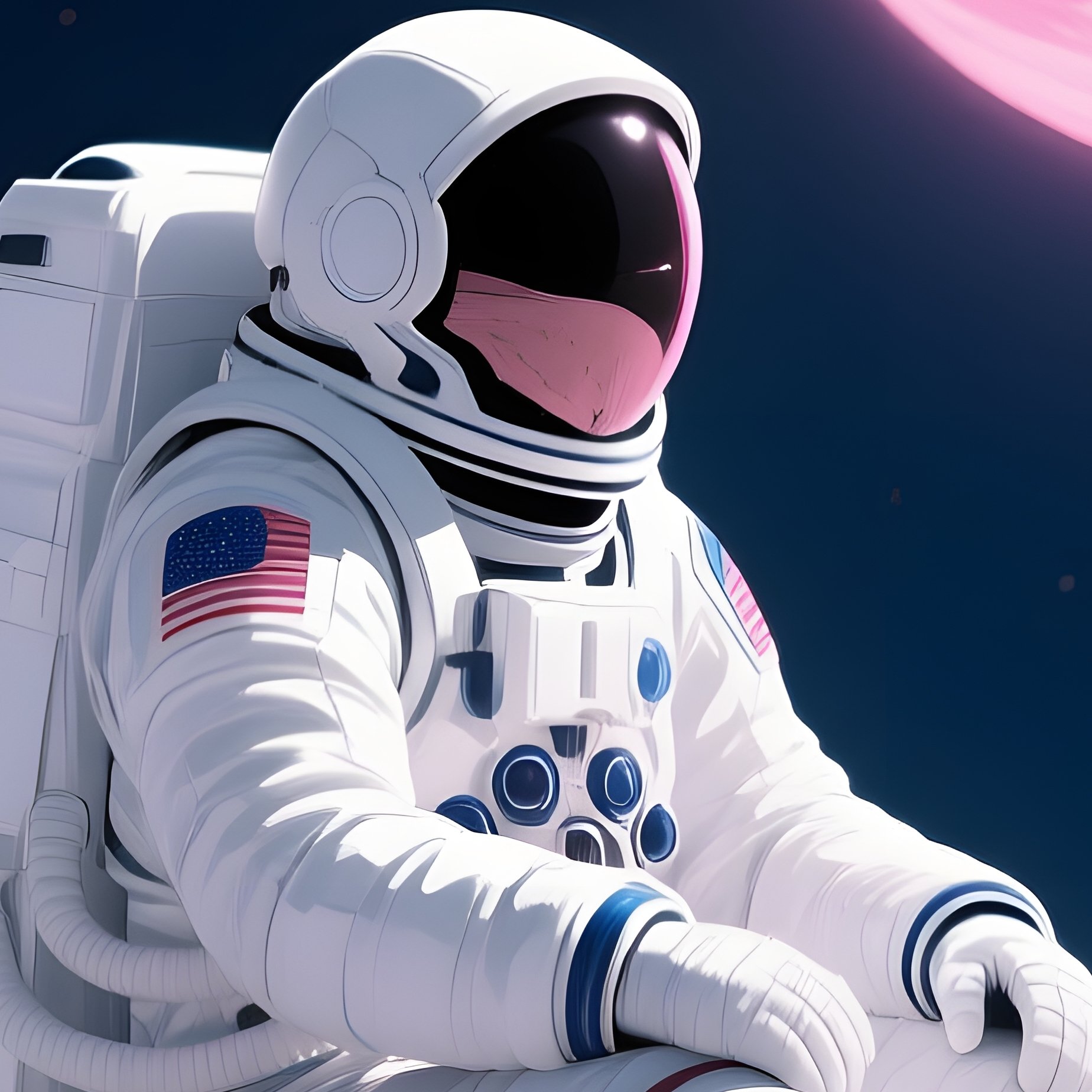 Astronaut Sitting On A Celestial Body Astronaut Space - Full Resolution Quality Preview