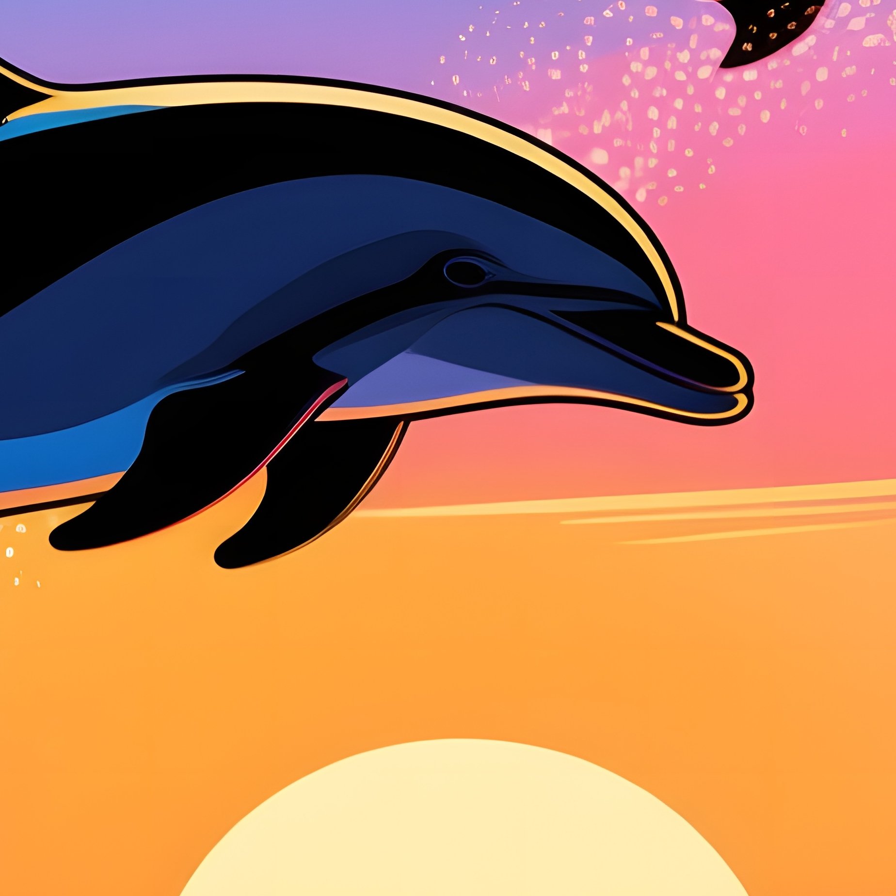 At Twilight, Dolphins Leap In Synchronized Arcs From The Ocean, Their Silhouettes Against The - Full Resolution Quality Preview