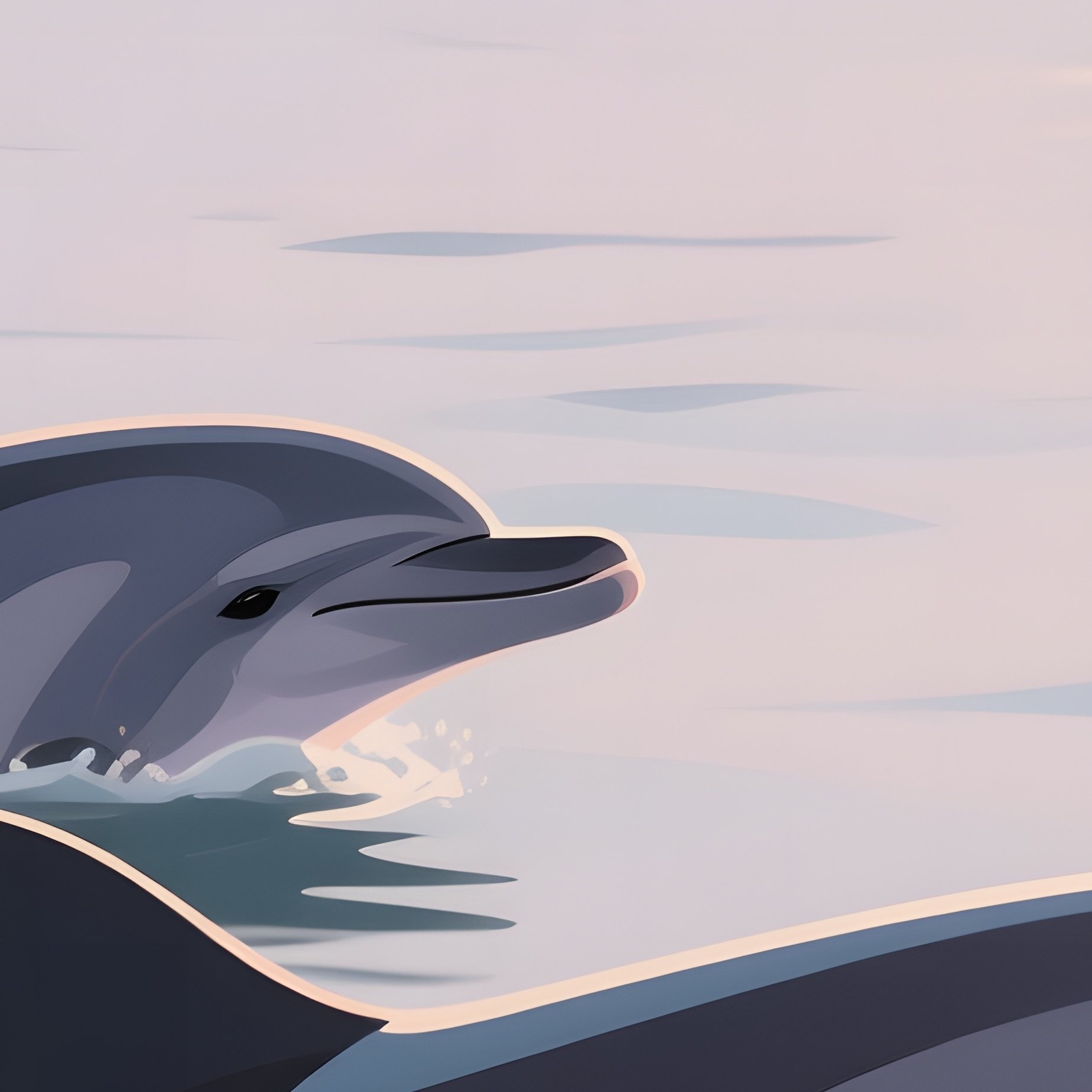 At Twilight, Dolphins Swim Lazily Near The Surface, Their Gentle Movements And The Calm Ocean - Full Resolution Quality Preview