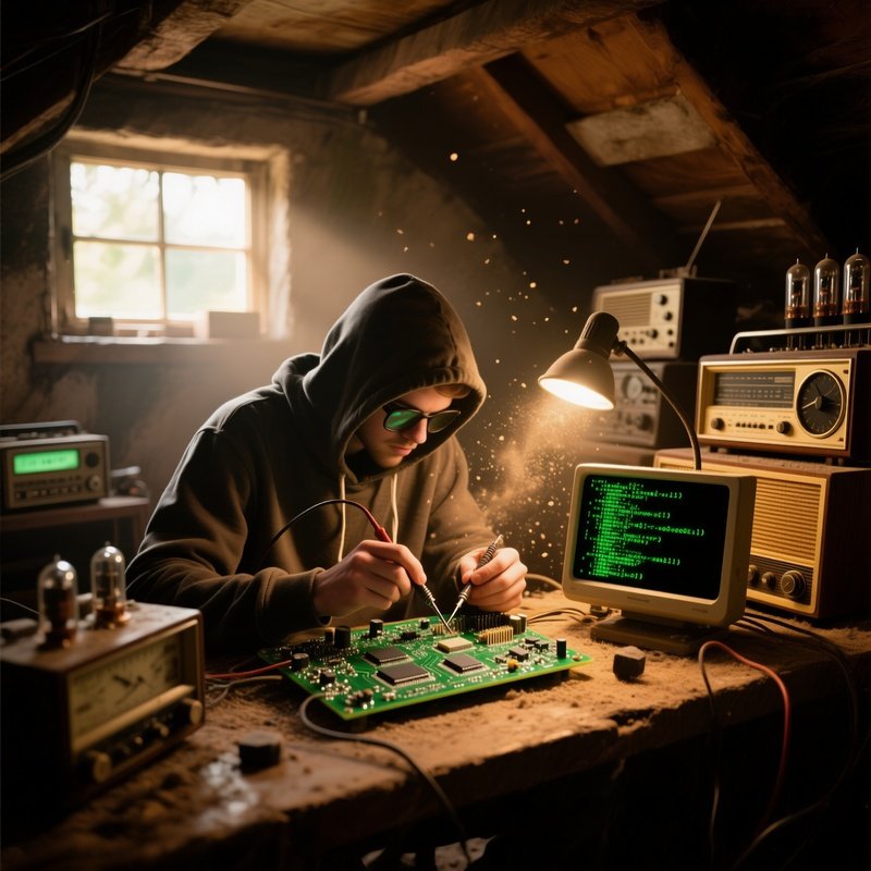 Attic Hacker With Vintage Radios