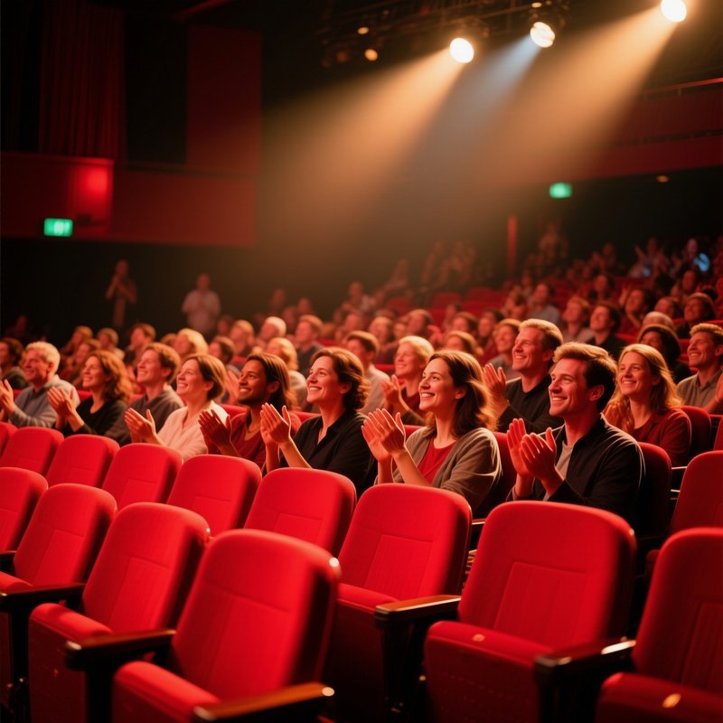 Audience Clapping In Red Seats Ring Glow