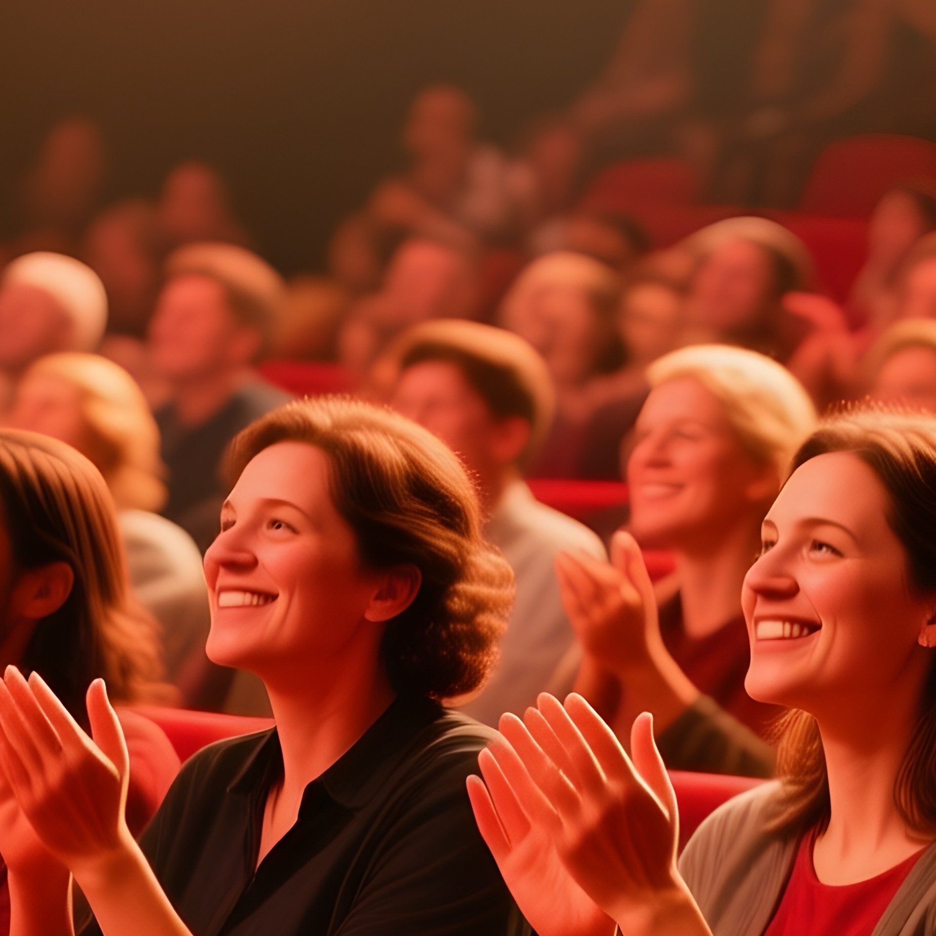 Audience Clapping In Red Seats Ring Glow - Full Resolution Quality Preview