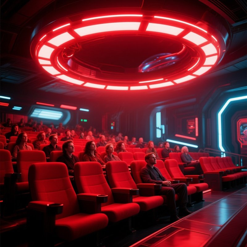 Audience Clapping In Red Seats Ring Glow Science Fiction