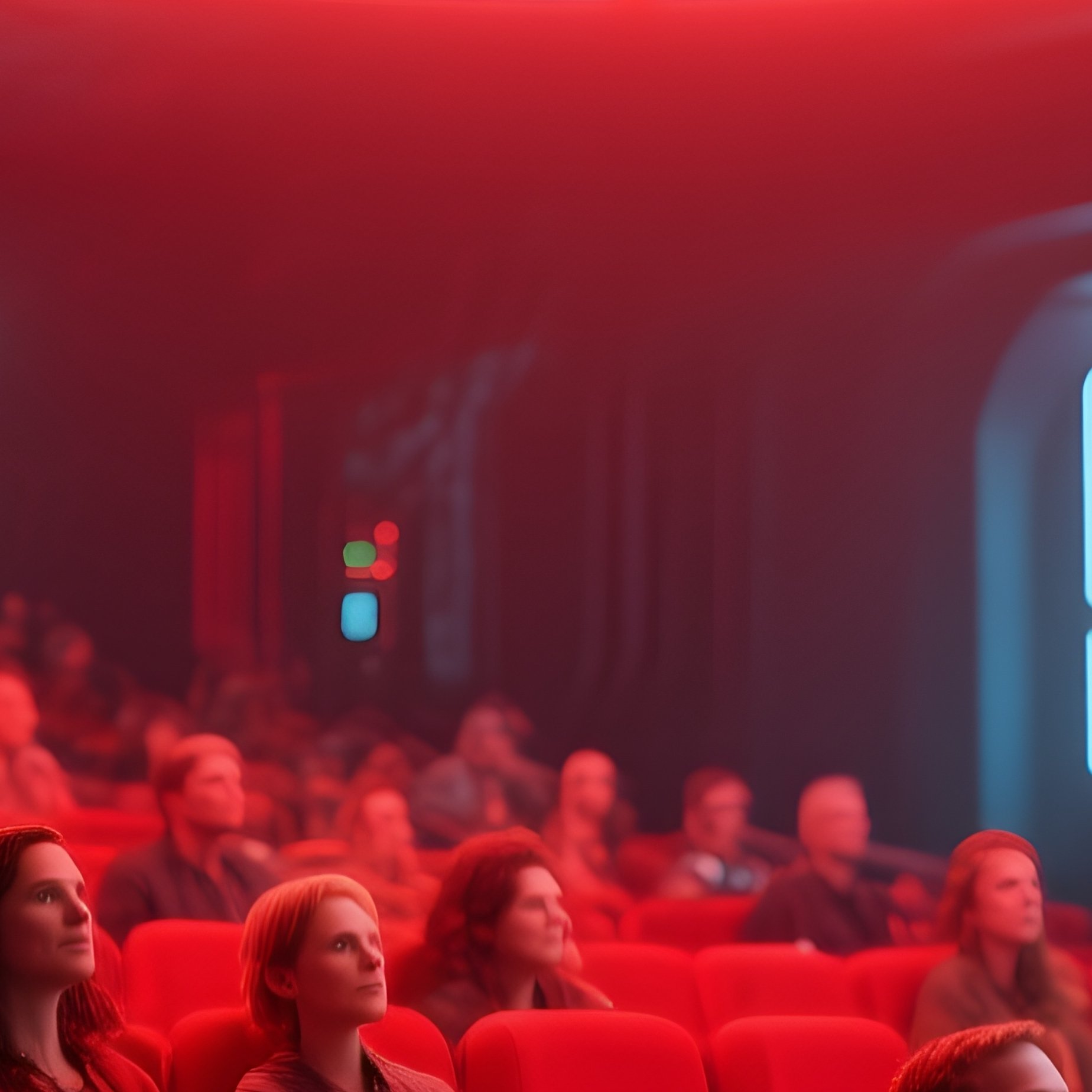 Audience Clapping In Red Seats Ring Glow Science Fiction - Full Resolution Quality Preview
