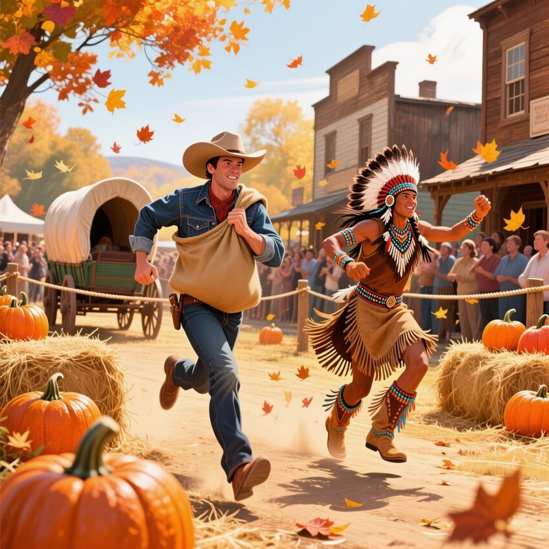 Autumn Fair Frontier Town Sack Race Apache Dancer