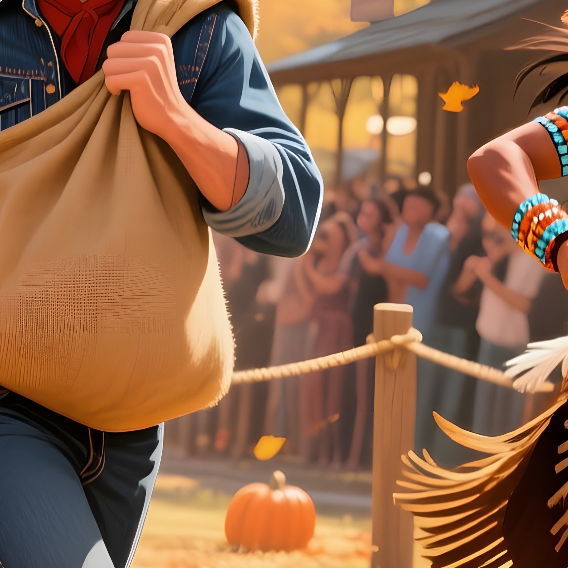 Autumn Fair Frontier Town Sack Race Apache Dancer - Full Resolution Quality Preview