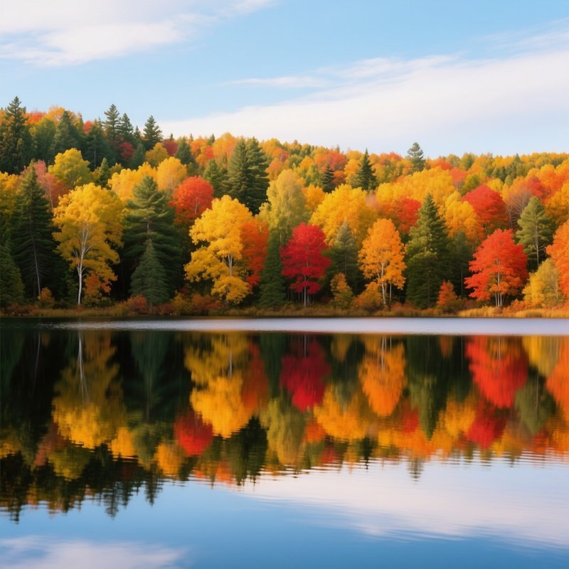 Autumn Forest By A Lake Autumn Forest