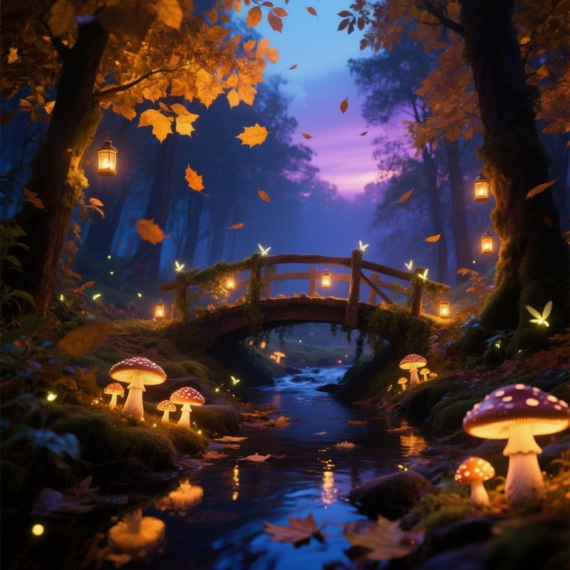 Autumnal Magical Glade At Dusk