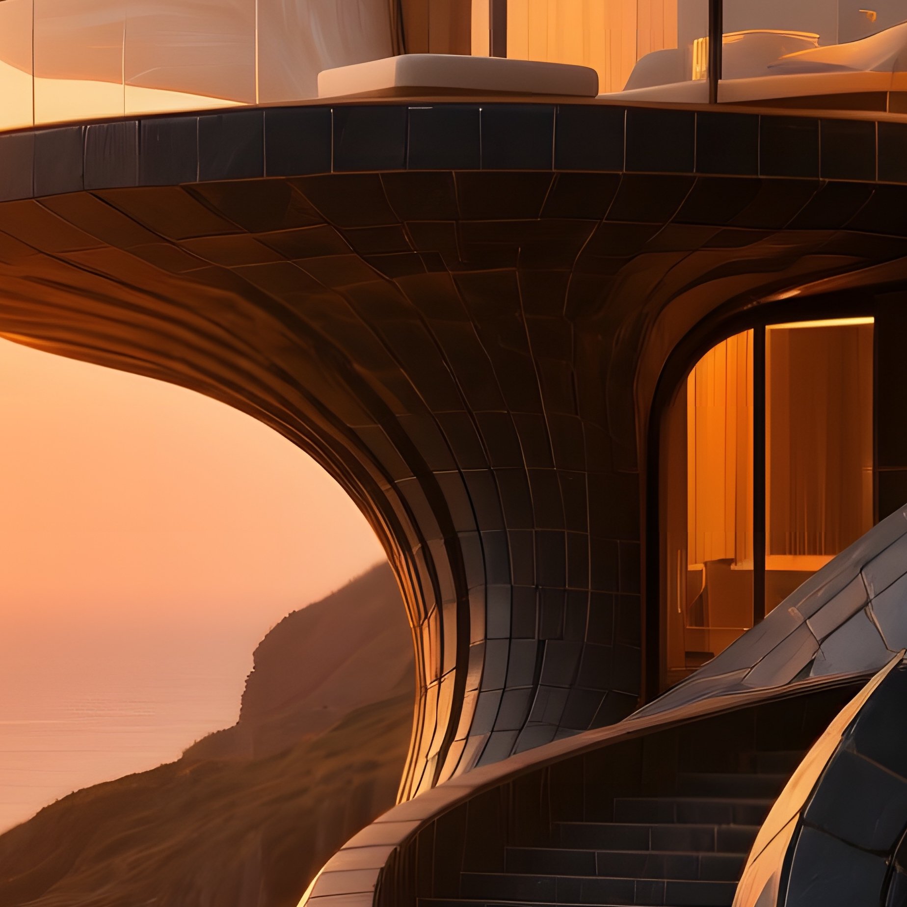 Avant Garde Slate Shell Home At Sunset - Full Resolution Quality Preview