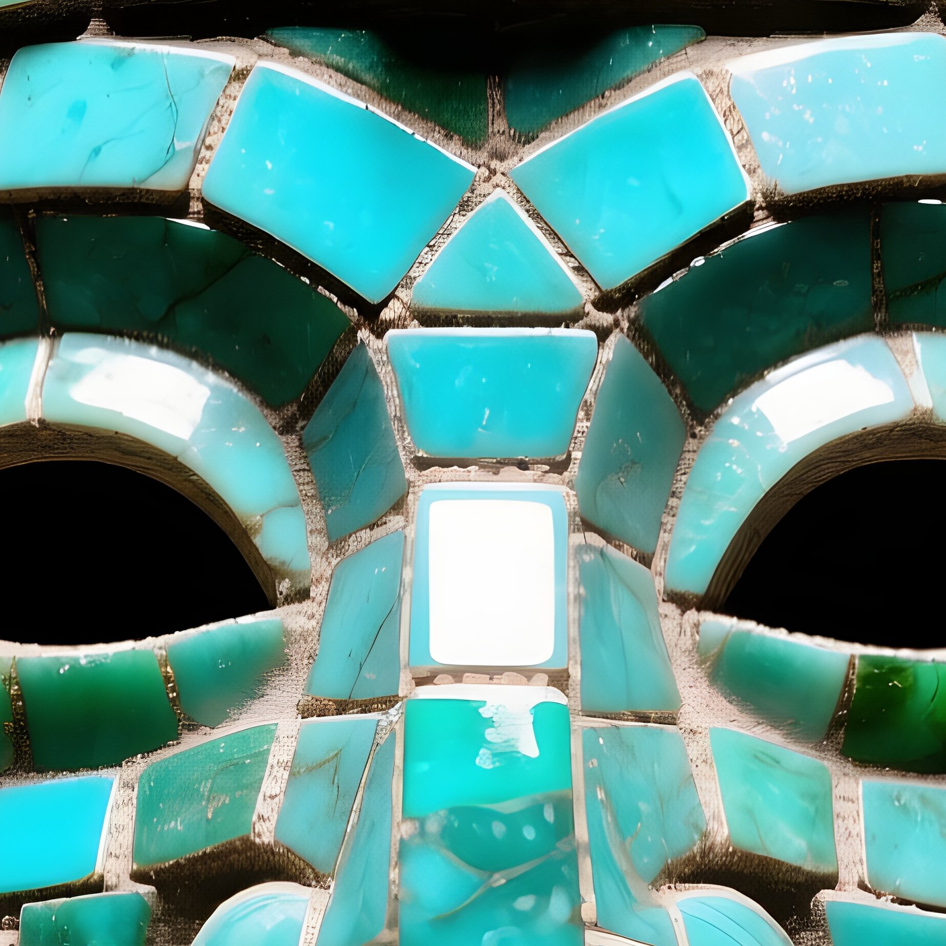 Aztec Mask Mosaic Turquoise Jade - Full Resolution Quality Preview