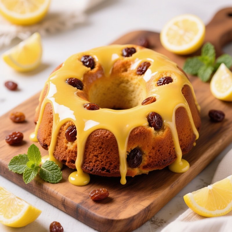 Babka Yeast Bundt Cake With Raisins And Lemon Icing