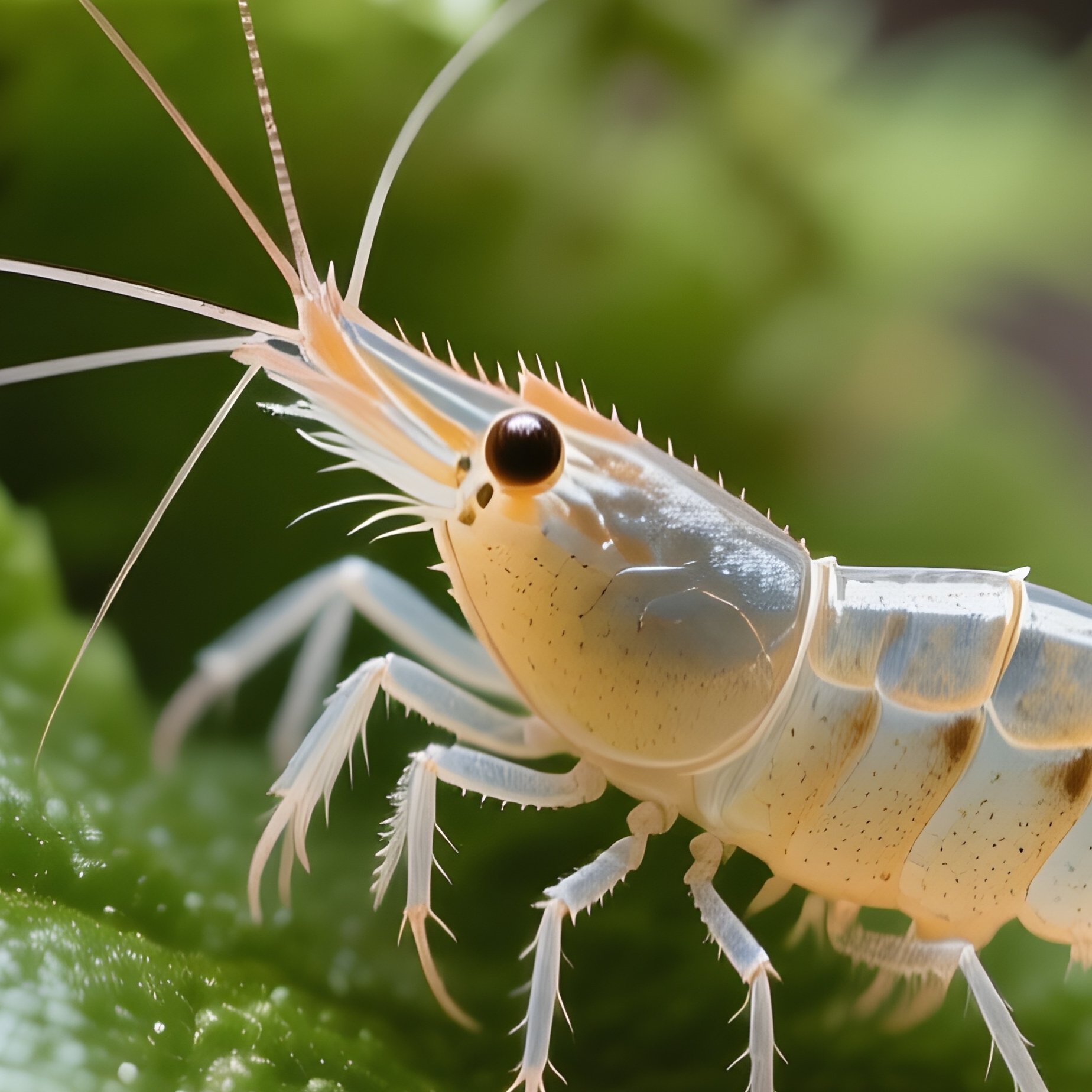 Baby Shrimp Hiding Between Moss Leaves - Full Resolution Quality Preview