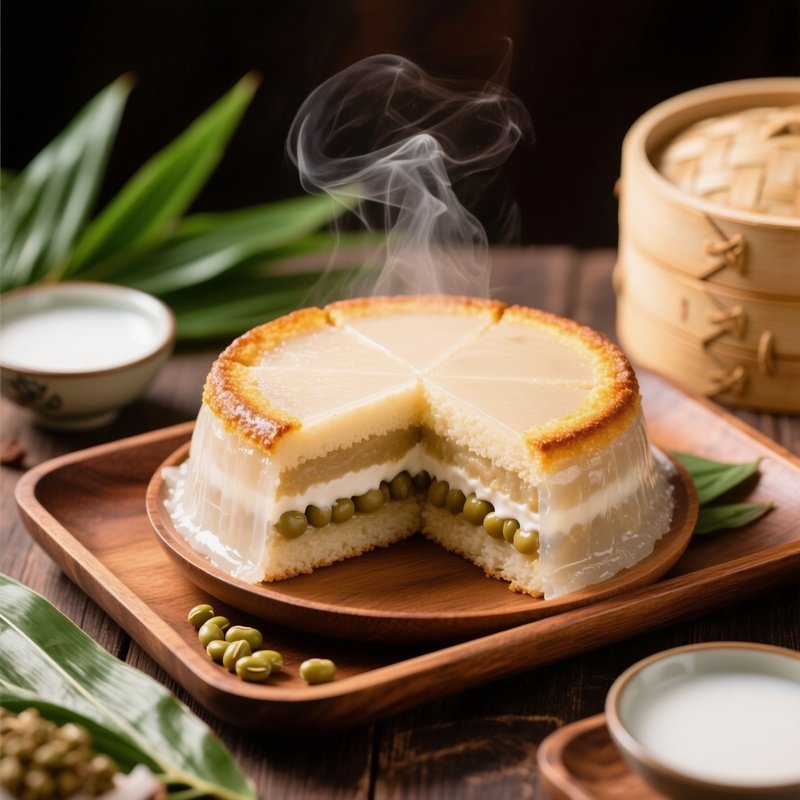 Bahn Da Lon Layered Steamed Cake Rice Flour Mung Bean Coconut Milk