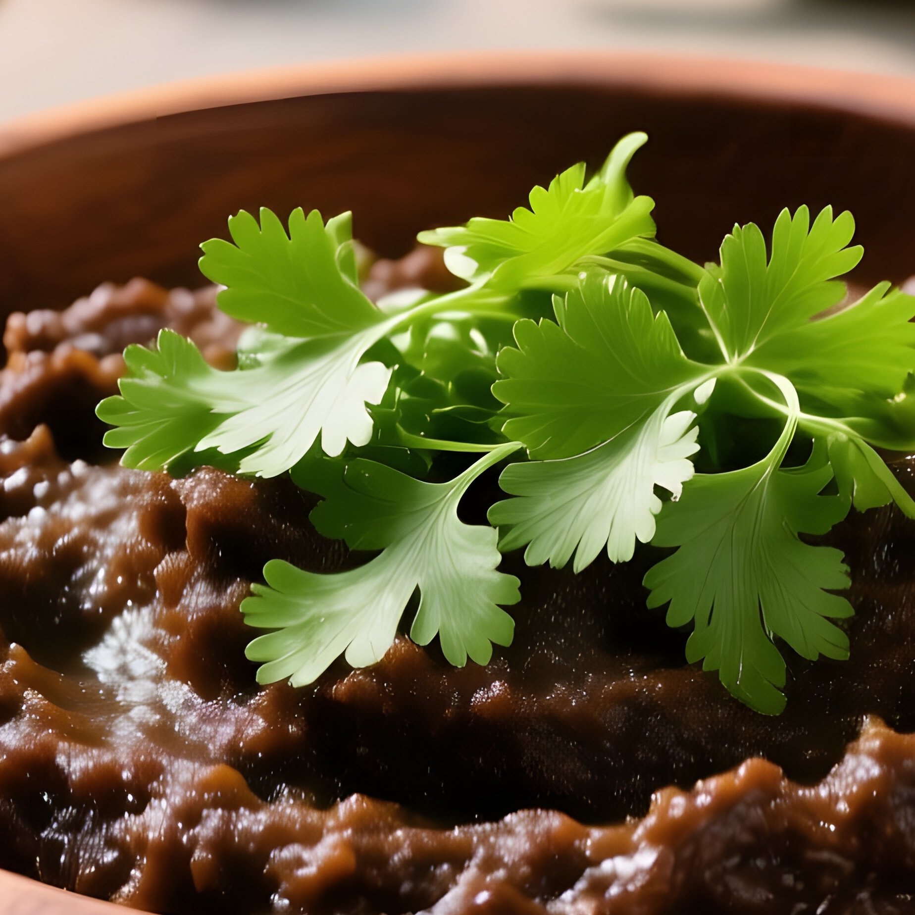 Baingan Bharta Smoky Mashed Eggplant In Wooden Bowl - Full Resolution Quality Preview