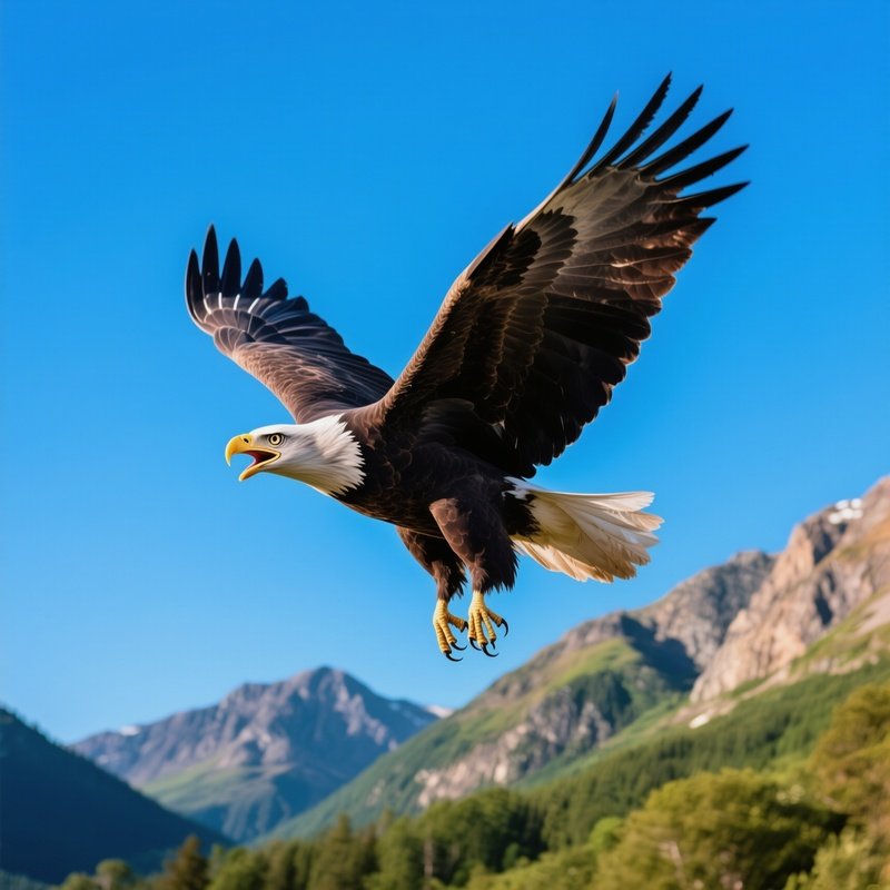 Bald Eagle Calling Out In Nature