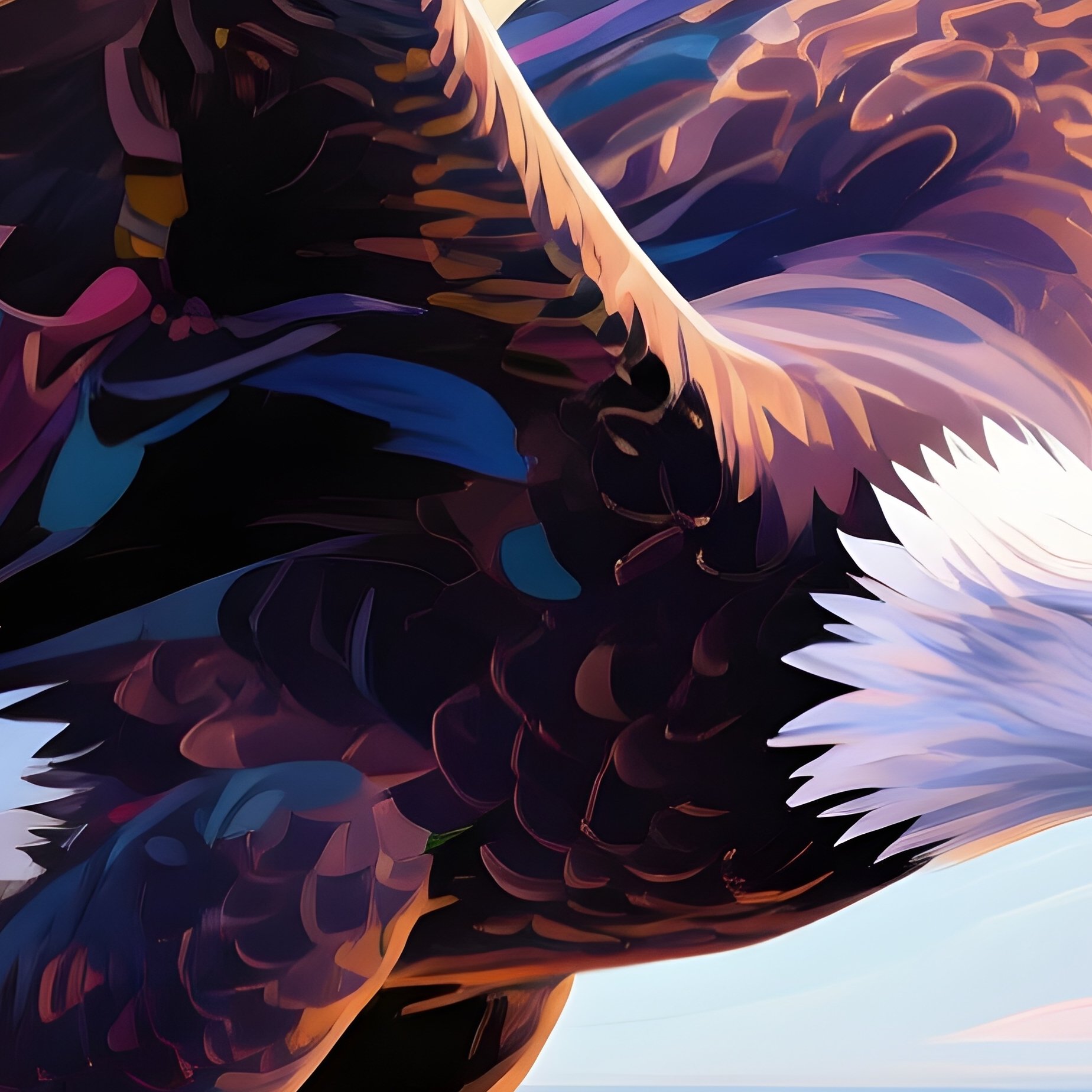 Bald Eagle Circling Gracefully Over The Ocean Abstract - Full Resolution Quality Preview