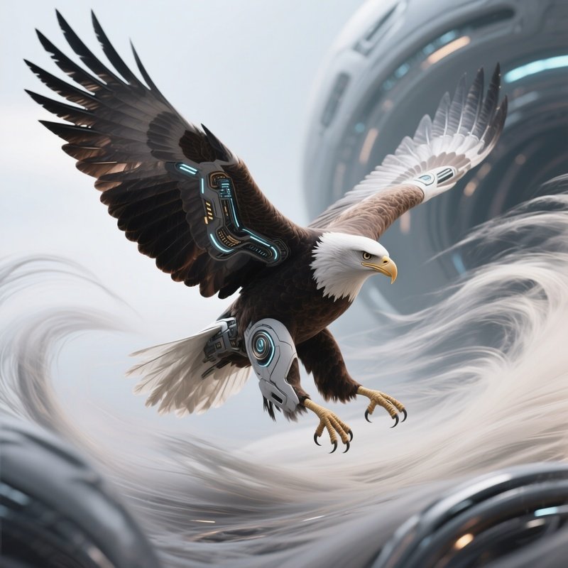 Bald Eagle Dancing In The Wind With Fluttering Wings Science Fiction