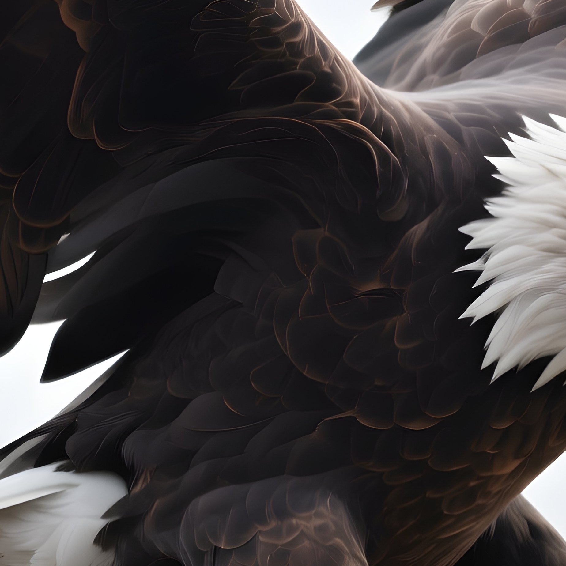 Bald Eagle Dancing In The Wind With Fluttering Wings Surreal - Full Resolution Quality Preview