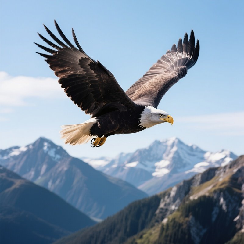 Bald Eagle Gliding Above Mountains Science Fiction