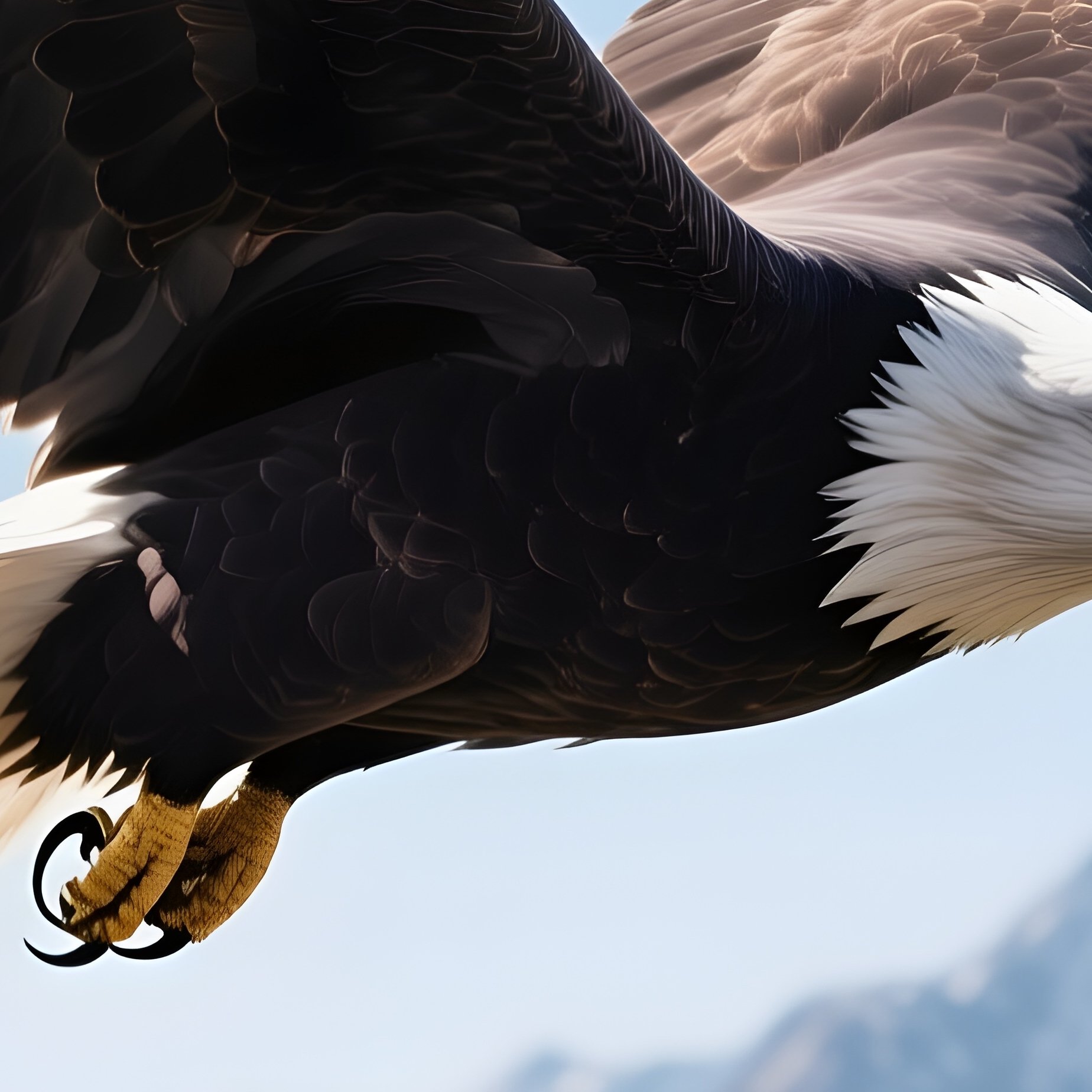 Bald Eagle Gliding Above Mountains Science Fiction - Full Resolution Quality Preview