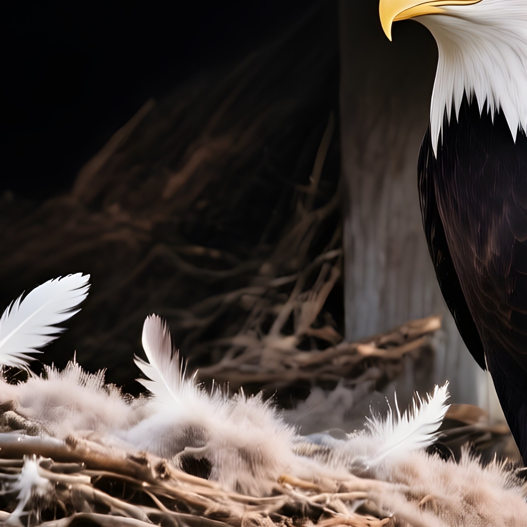 Bald Eagle Nest On Roof Of Old House - Full Resolution Quality Preview