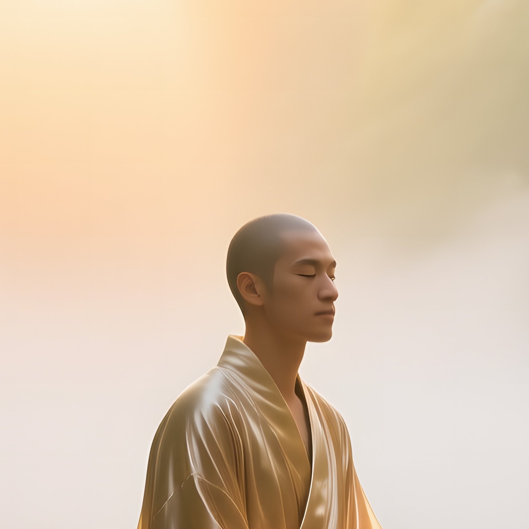 Bamboo Forest Clearing At Sunrise With Silk Robe On Platform - Full Resolution Quality Preview