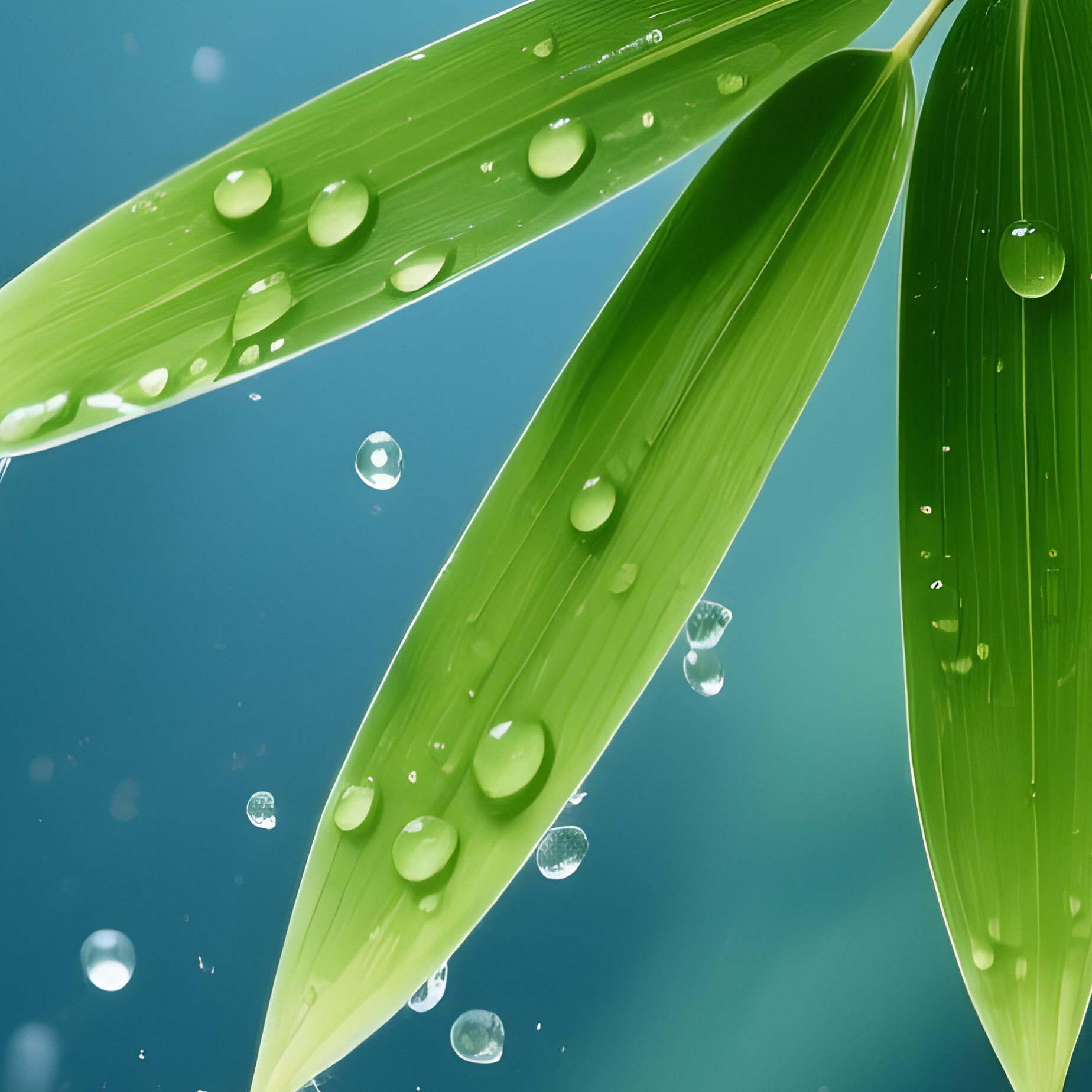 Bamboo Leaves And Water Splashes Nature Bamboo - Full Resolution Quality Preview