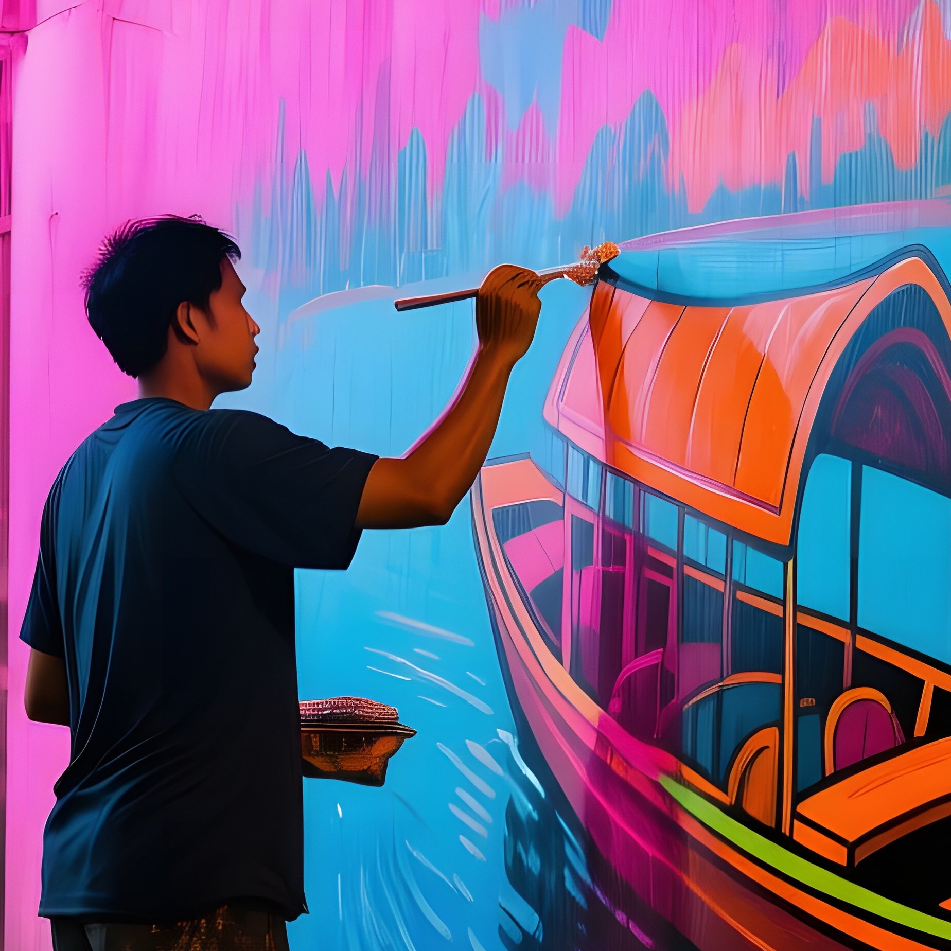 Bangkok Night Market Muralist - Full Resolution Quality Preview
