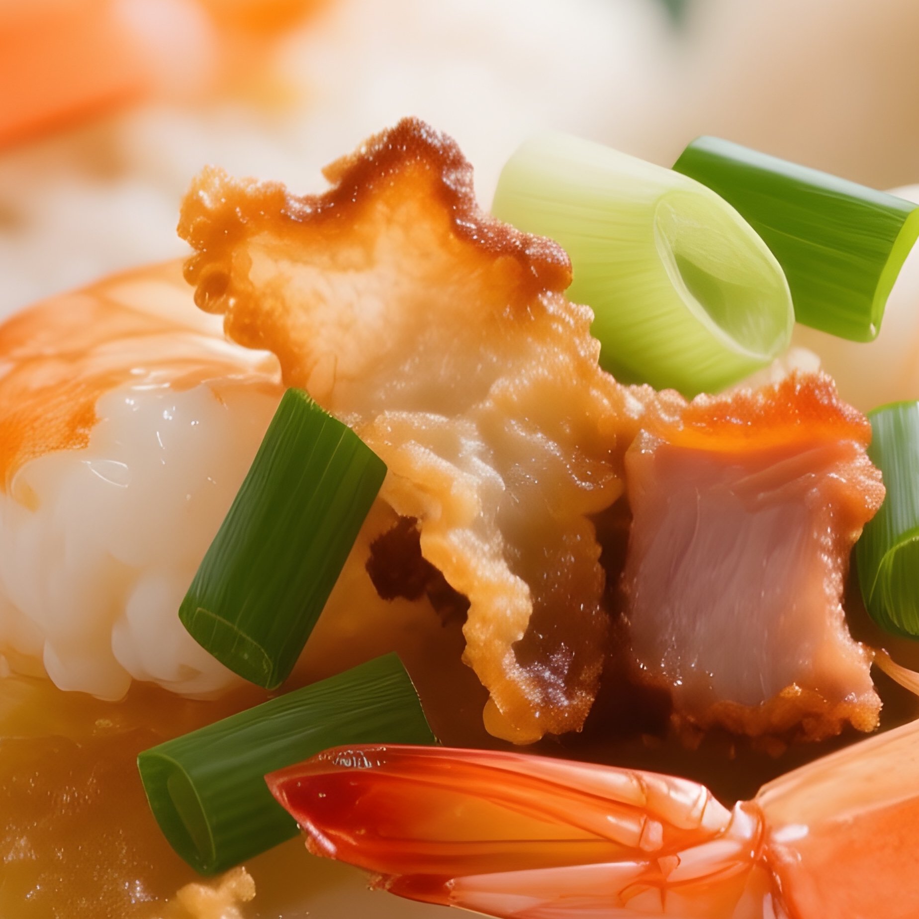 Bánh Bèo Small Steamed Rice Cakes Topped With Shrimp, Scallions, And Crispy Pork Skin - Full Resolution Quality Preview