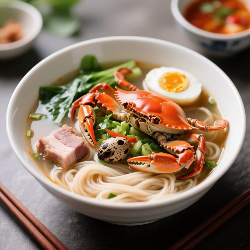 Bánh Canh Cua Thick Noodle Soup With Crab, Pork, And Quail Egg