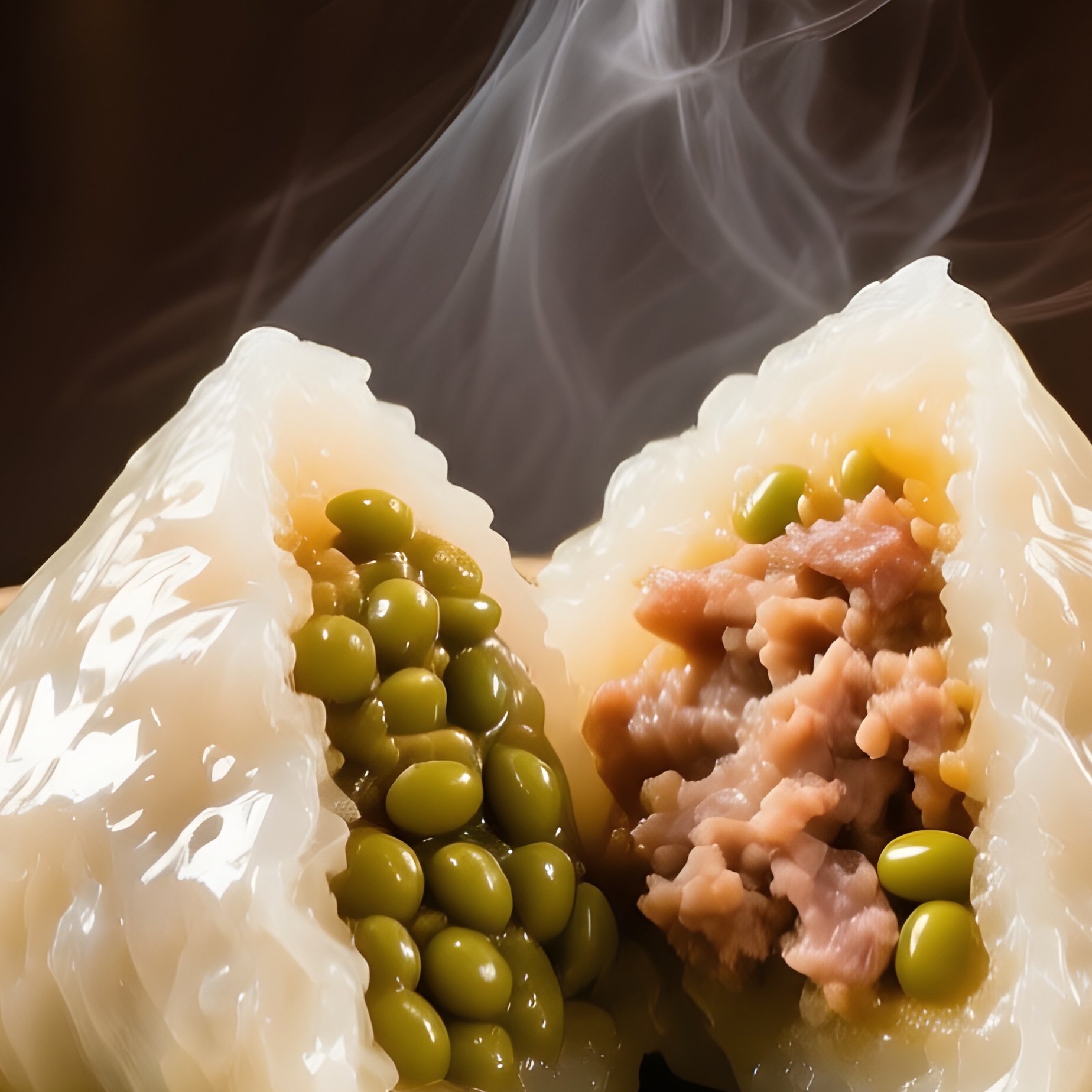 Bánh Ít Steamed Glutinous Rice Dumplings Filled With Mung Bean Or Pork - Full Resolution Quality Preview