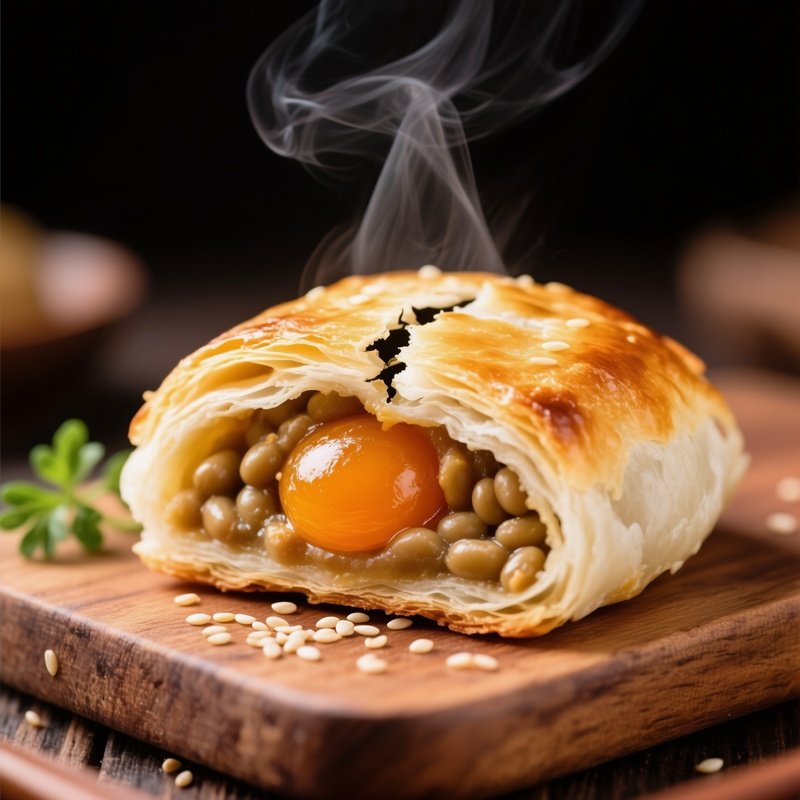 Bánh Pía Flaky Pastry Filled With Mung Bean Paste And Salted Egg Yolk