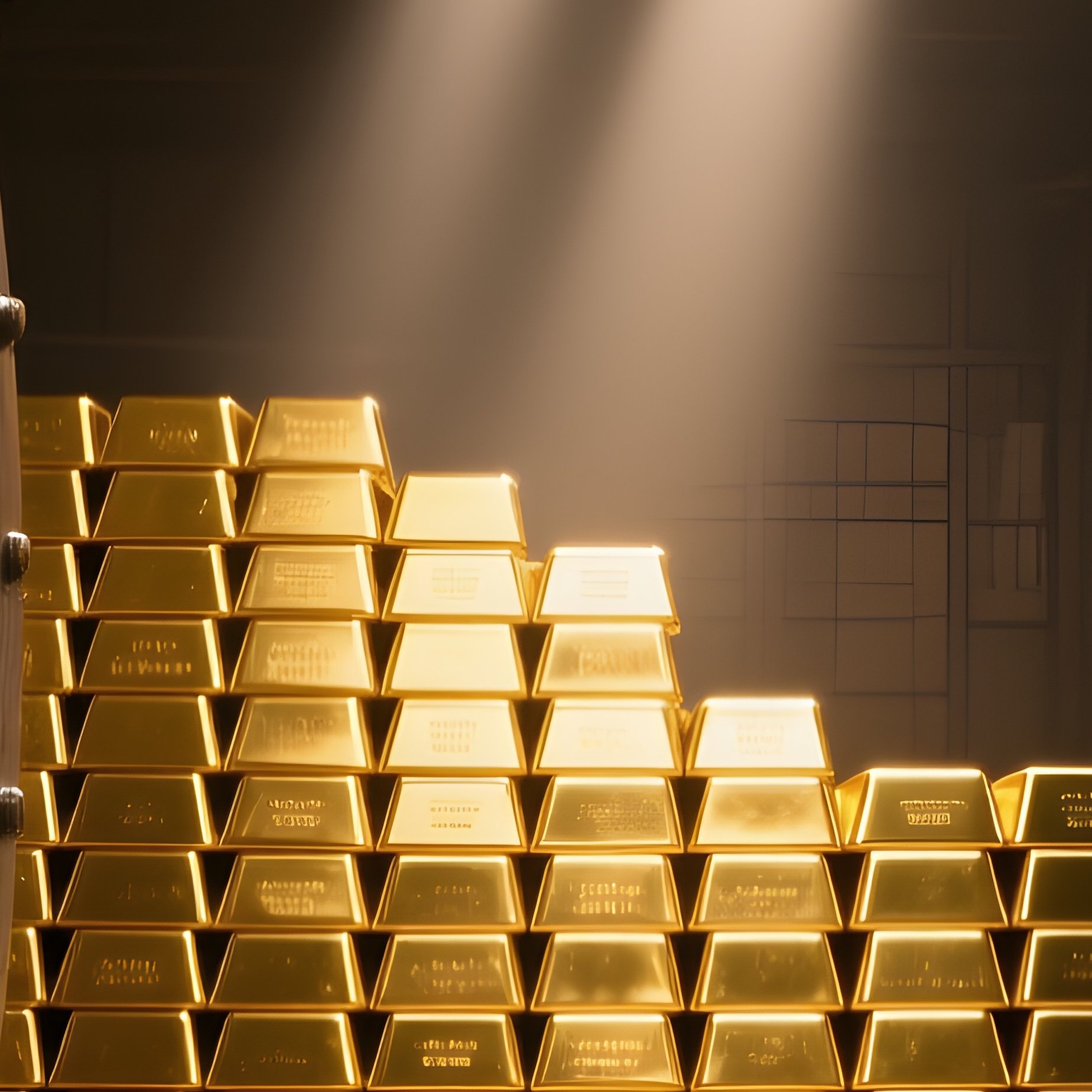 Bank Vault Open Revealing Gold Bars - Full Resolution Quality Preview