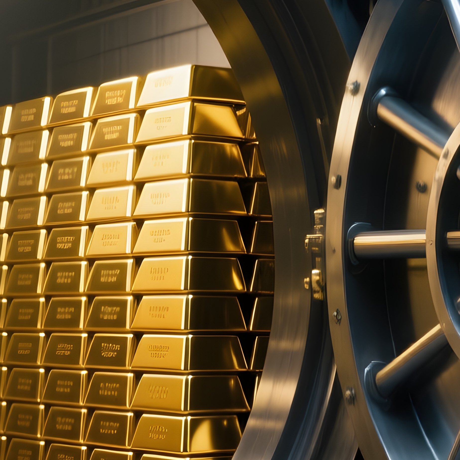 Bank Vault Open Revealing Gold Bars - Full Resolution Quality Preview