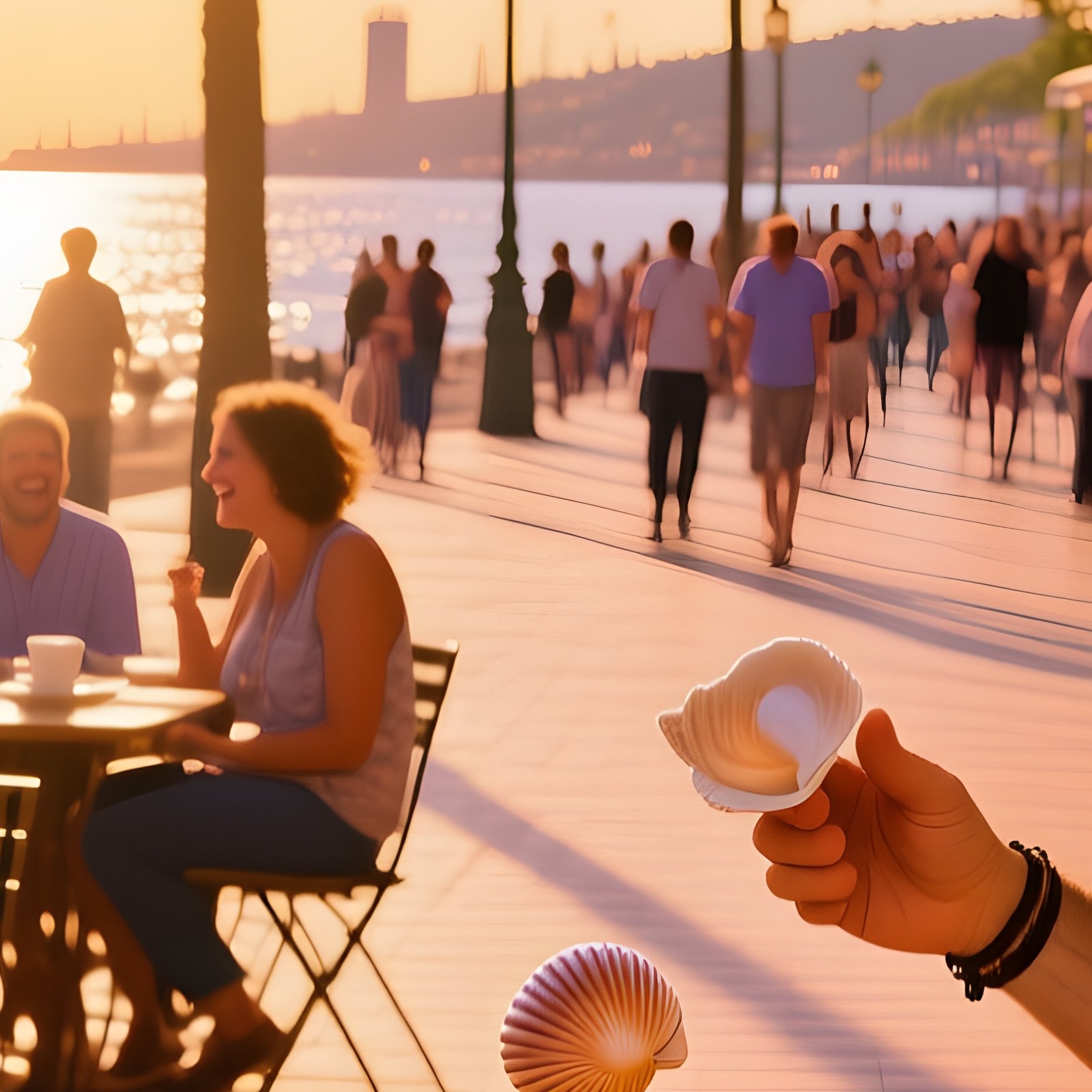 Barcelona Cafe Golden Hour Shell Game - Full Resolution Quality Preview