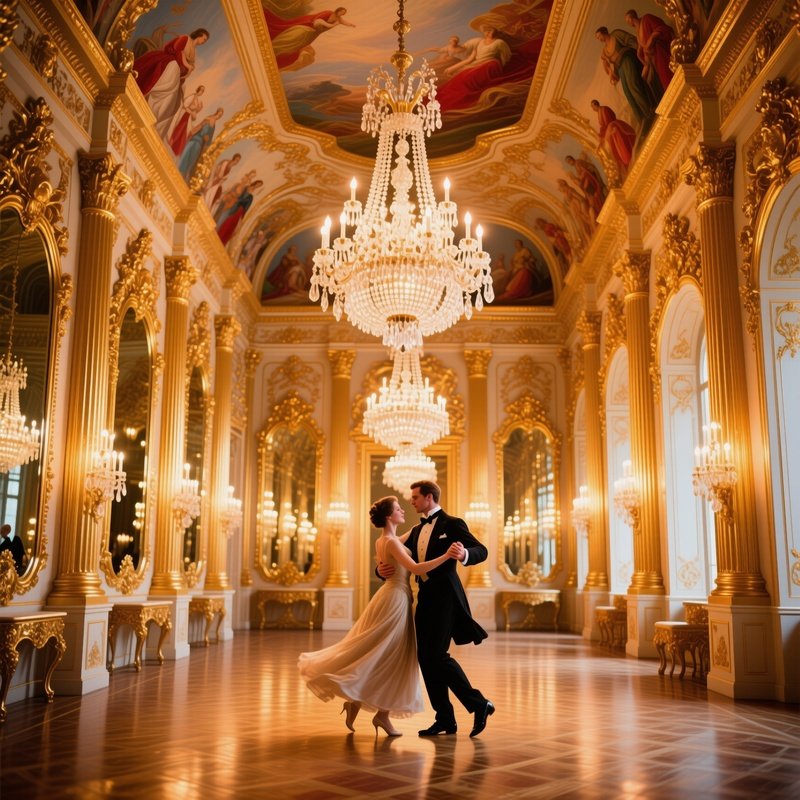 Baroque Ballroom Couple Reflections