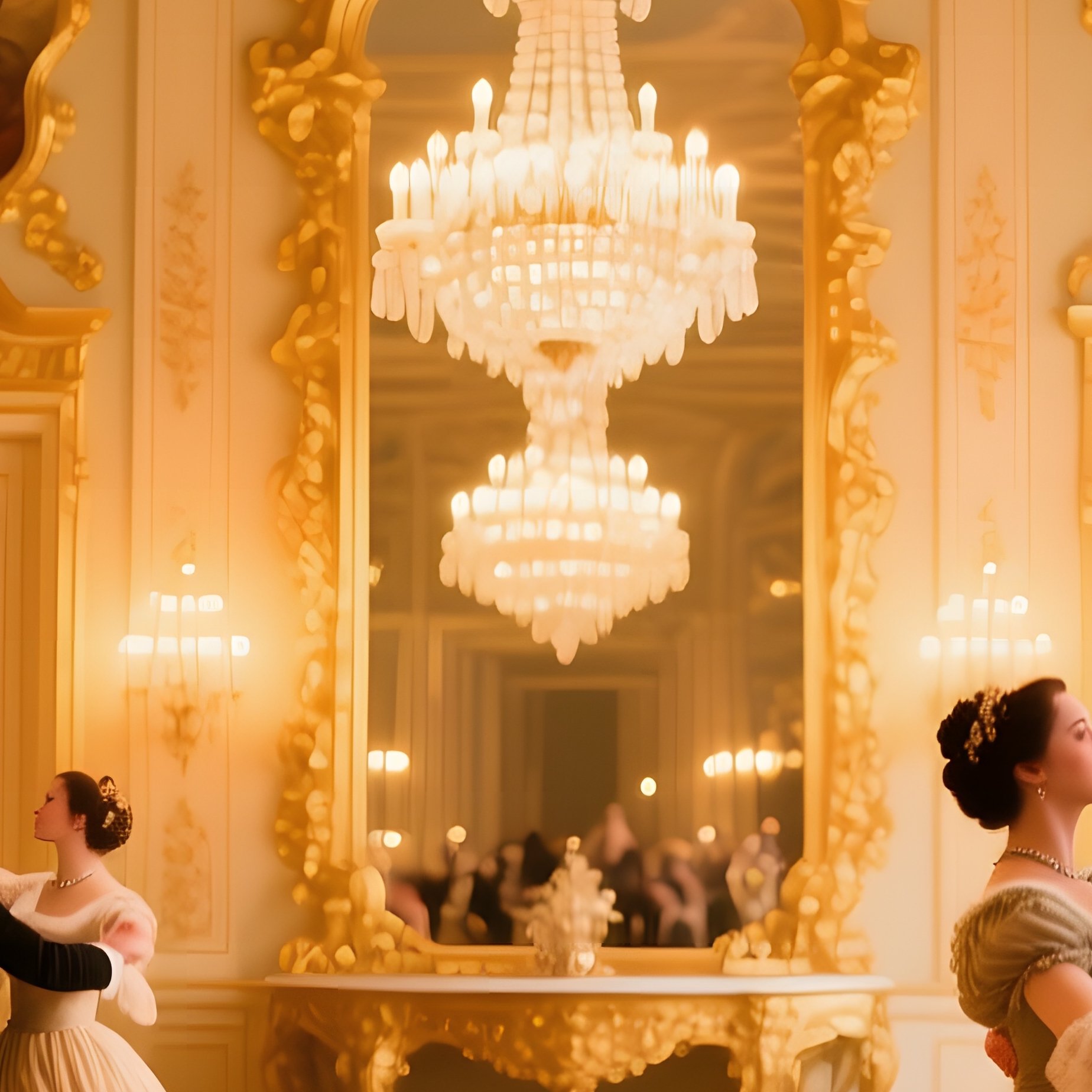 Baroque Ballroom Gold Clay Floors Dancing Couples - Full Resolution Quality Preview