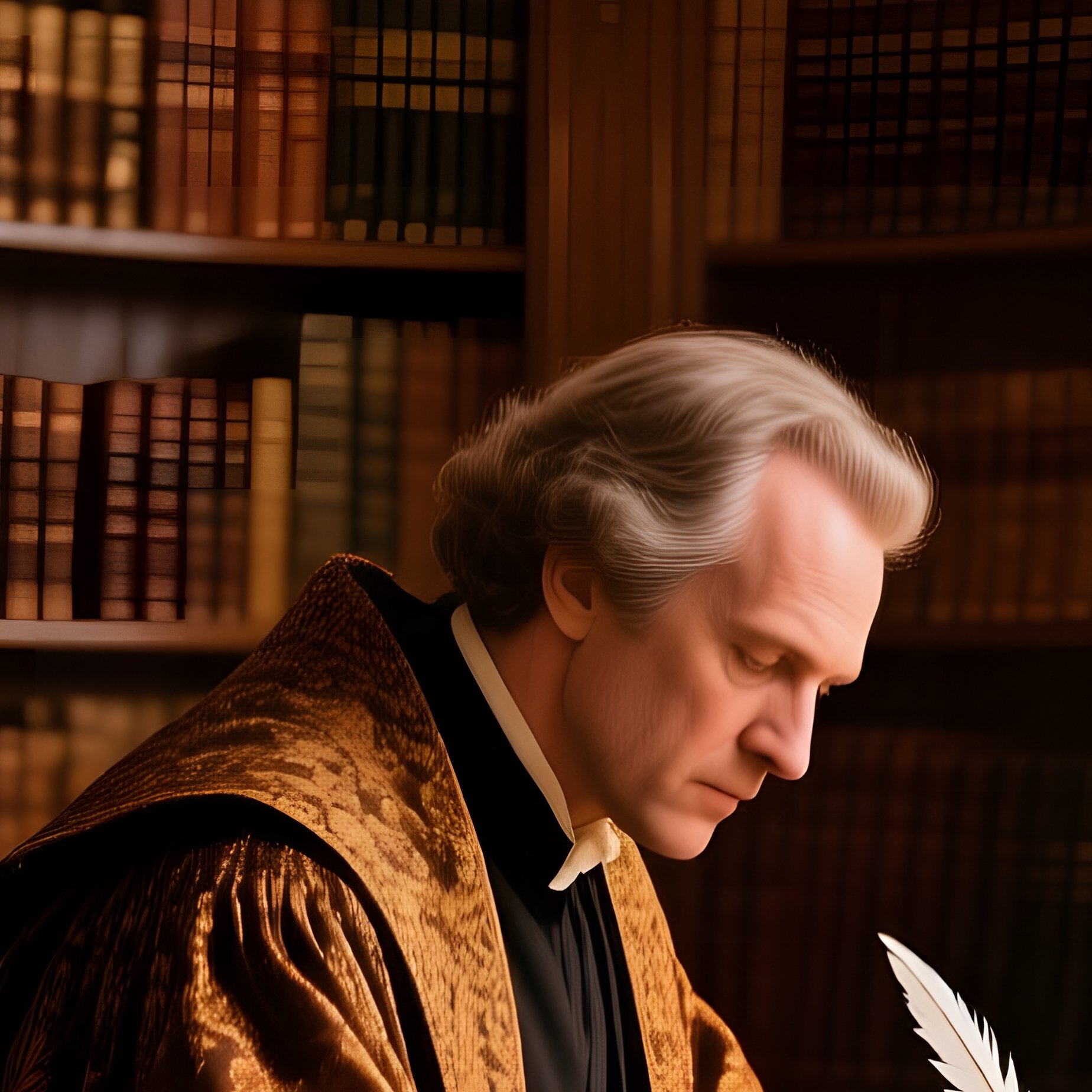 Baroque Library Alcove Oil Lamp Scholar Writing - Full Resolution Quality Preview