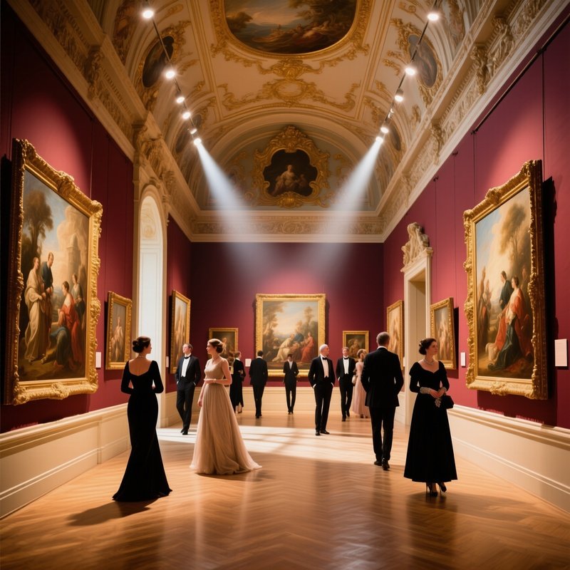 Baroque Paintings Gallery With Visitors