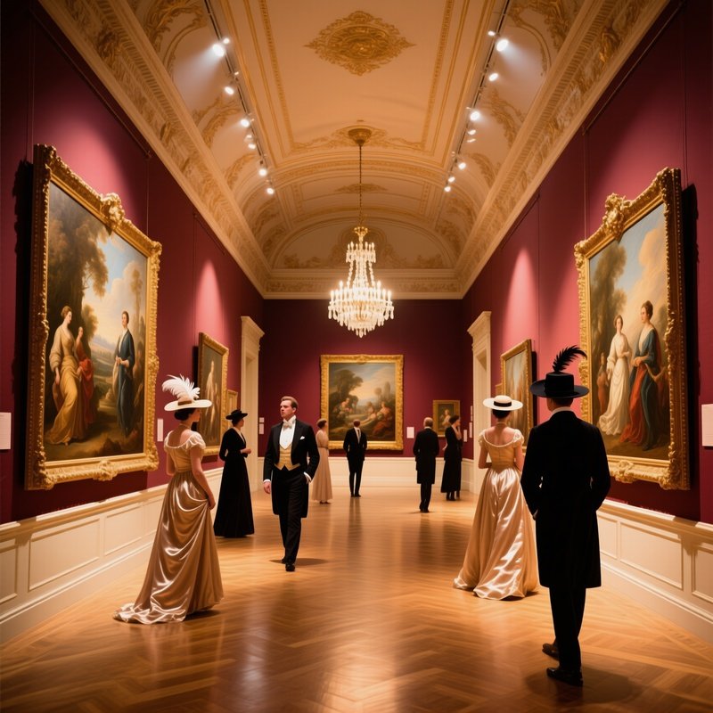 Baroque Paintings Gallery With Visitors