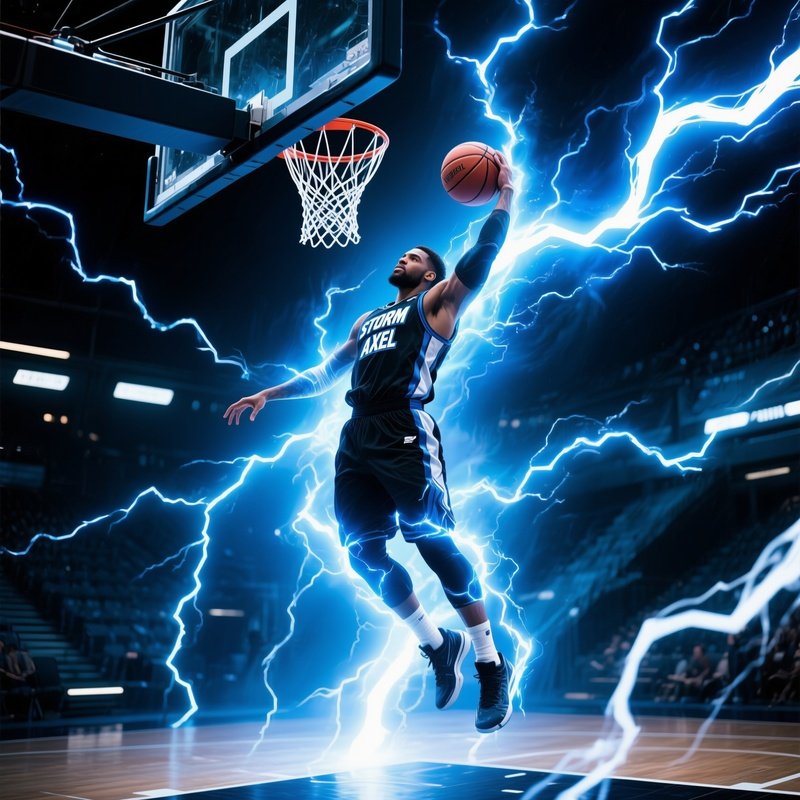 Basketball Dunk With Thunder Swirling Around Science Fiction
