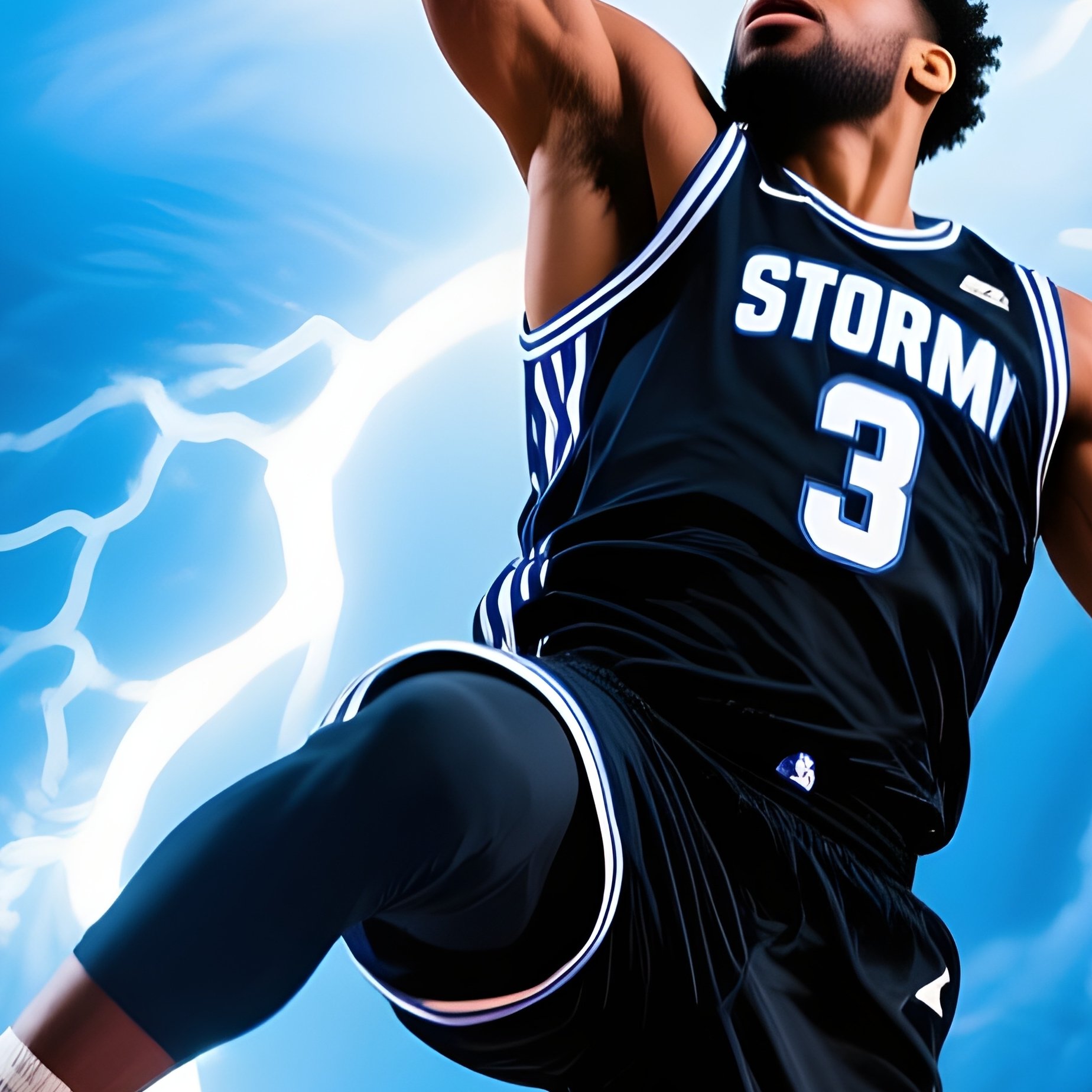 Basketball Dunk With Thunder Swirling Around - Full Resolution Quality Preview