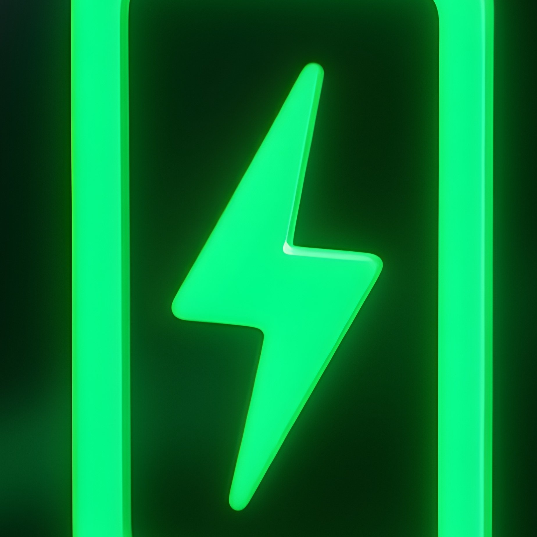 Battery Icon Charged To Green 100 Glowing Neon - Full Resolution Quality Preview