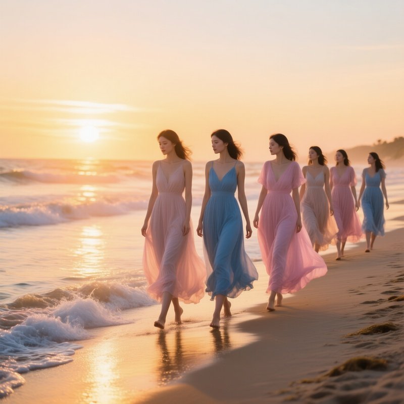Beach Sunset Women Flowing Dresses