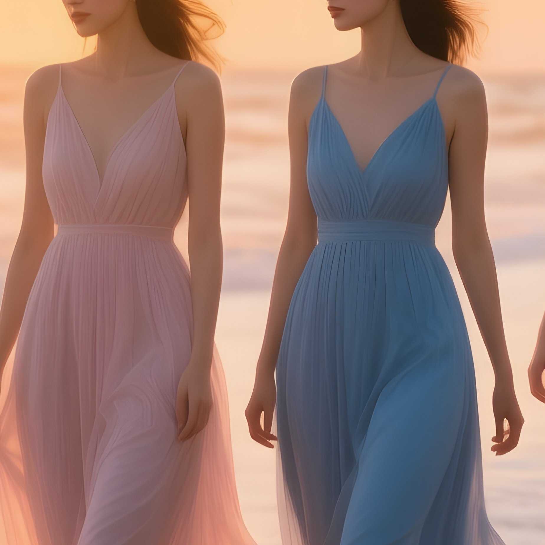 Beach Sunset Women Flowing Dresses - Full Resolution Quality Preview