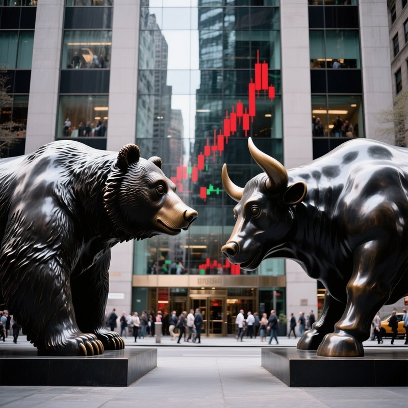 Bear Bull Stock Market Sculpture
