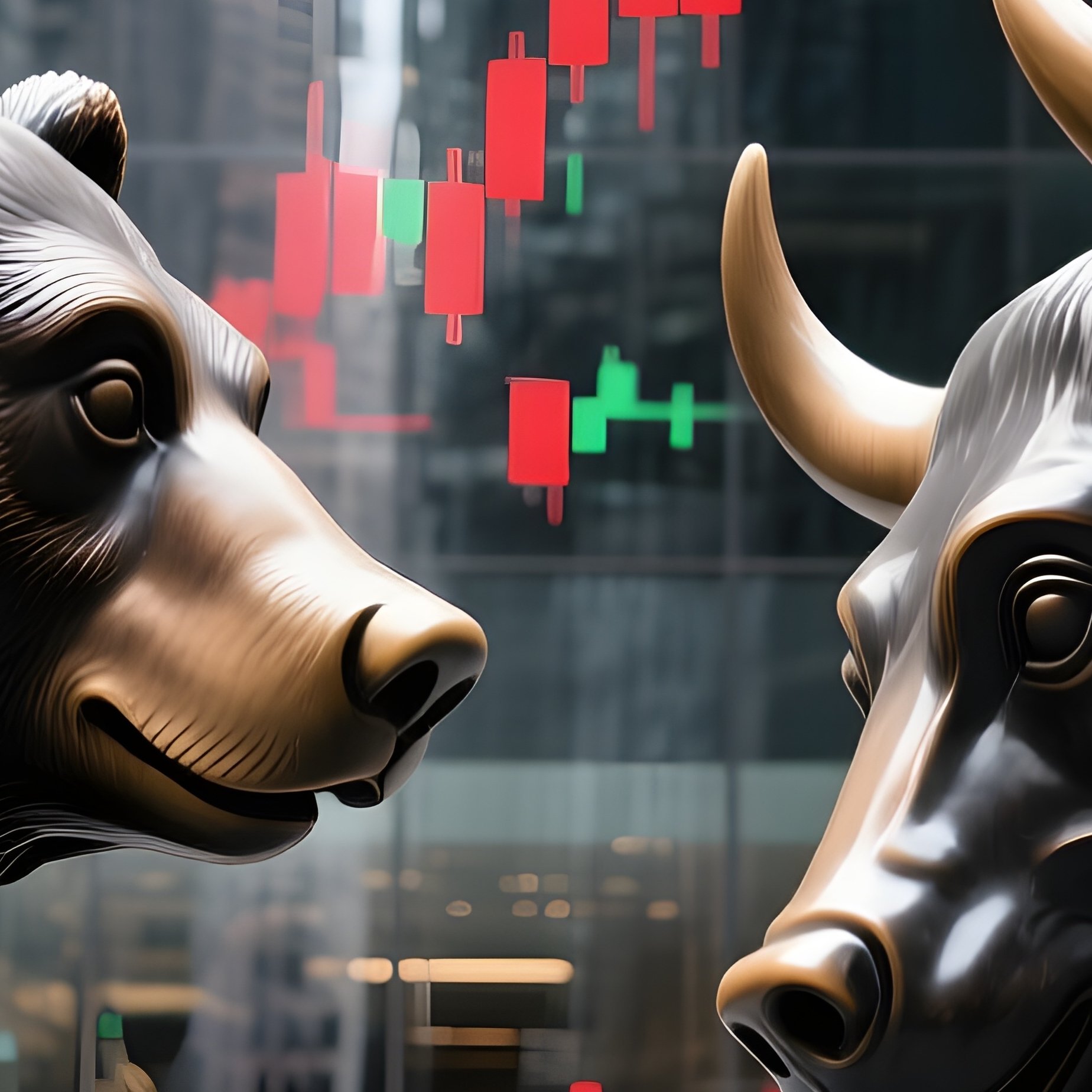 Bear Bull Stock Market Sculpture - Full Resolution Quality Preview